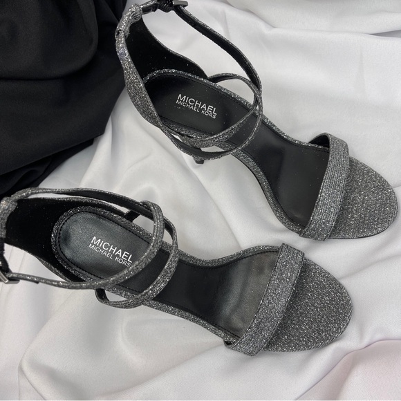 Michael Michael Kors heels glitter silver gray black women 8M NWOT - Picture 4 of 9